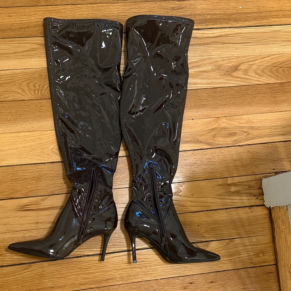 Jessica Simpson Shiny Coffee Brown Over the Knee Boots